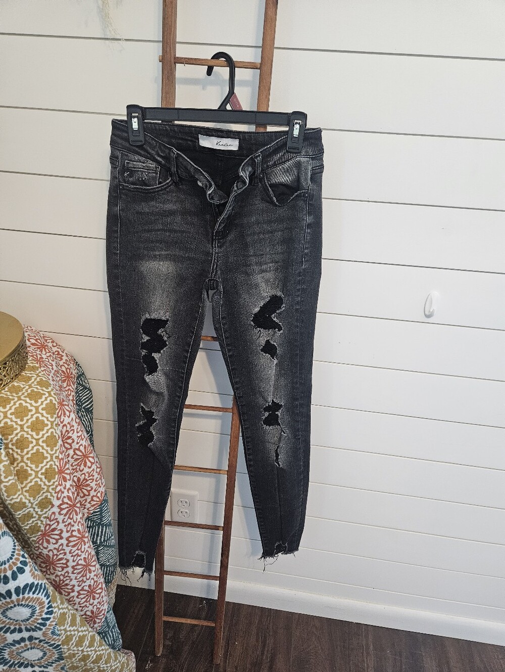 KanCan High-Rise Distressed Black Women's Jeans